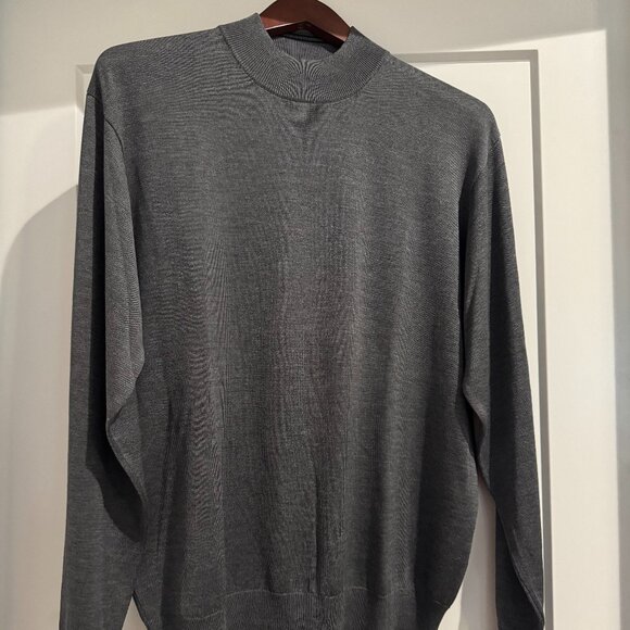 Johnston & Murphy Men's 100% Silk Knit Crew Neck Grey Long Sleeve Sweater Shirt - Picture 1 of 16